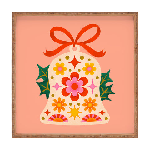 Jessica Molina Retro Christmas Sleigh Bell Square Tray