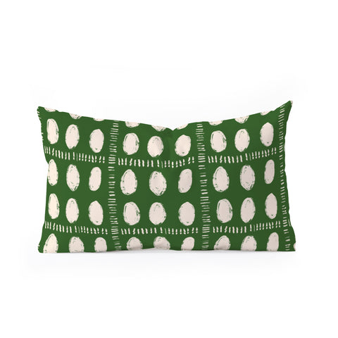 justin shiels Green Boho Quilt Pattern Oblong Throw Pillow