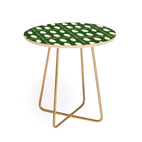 justin shiels Green Boho Quilt Pattern Round Side Table