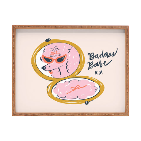 KrissyMast Badass Babe Pink Poodle Rectangular Tray