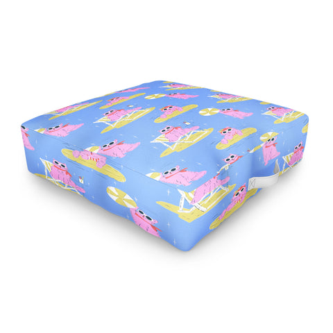 KrissyMast Pink Summer Cat Outdoor Floor Cushion