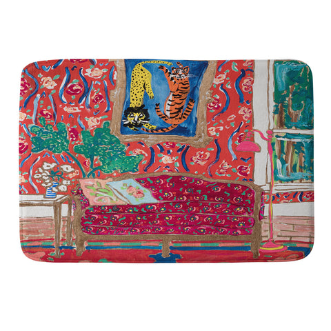 Lara Lee Meintjes Red Interior with Lion and Tiger Memory Foam Bath Mat