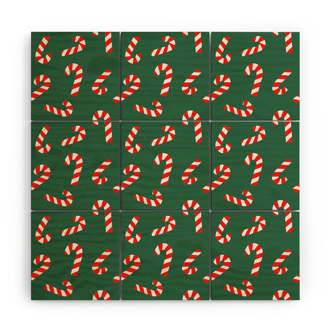 Lathe & Quill Candy Canes Green Wood Wall Mural