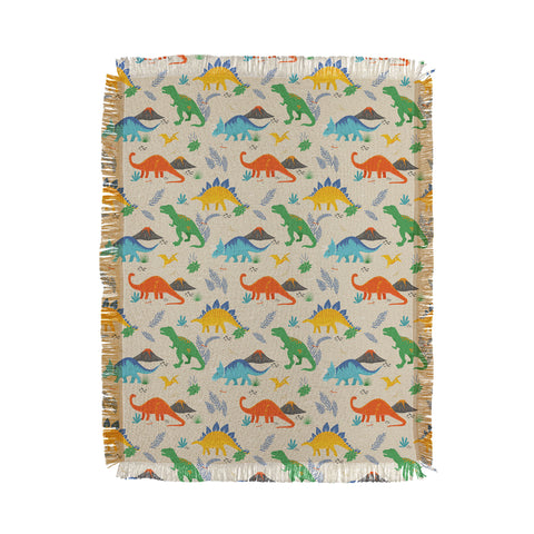 Lathe & Quill Jurassic Dinosaurs in Primary Throw Blanket