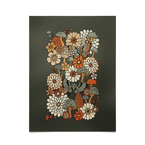 Lathe & Quill Mushroom Butterfly Garden Poster