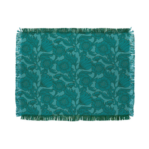 Lathe & Quill Teal Floral Flourish Large Throw Blanket