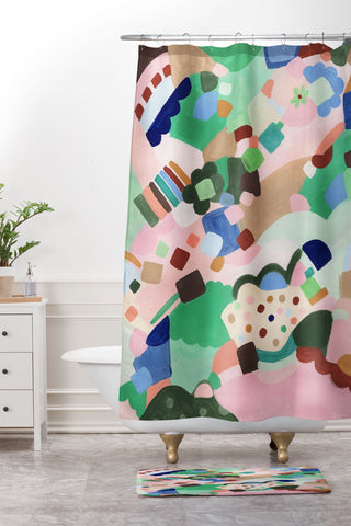 Laura Fedorowicz Happy Shapes Shower Curtain And Mat