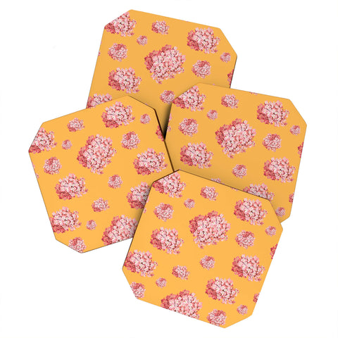 Laura Redburn Hydrangea Orange Coaster Set