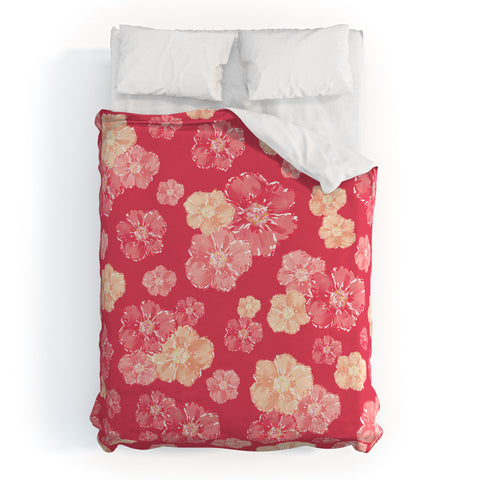 Lisa Argyropoulos Blossoms On Coral Duvet Cover