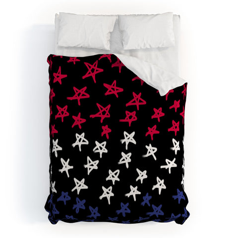Lisa Argyropoulos Red White And Blue Stars Night Duvet Cover