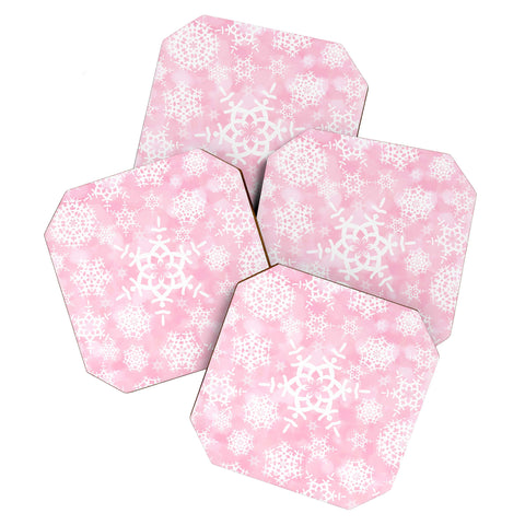 Lisa Argyropoulos Snow Flurries in Pink Coaster Set