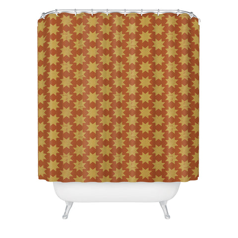 Little Arrow Design Co aztec stars yellow Shower Curtain