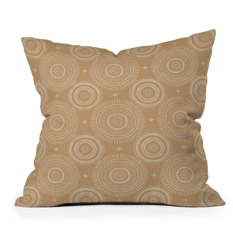 Little Arrow Design Co boho sun and stars tan Outdoor Throw Pillow