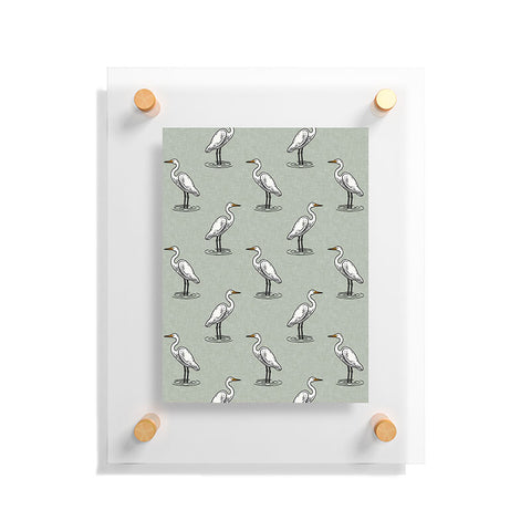 Little Arrow Design Co egrets on light sage Floating Acrylic Print