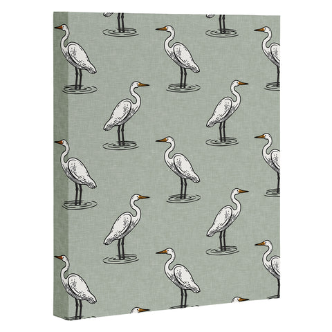 Little Arrow Design Co egrets on light sage Art Canvas