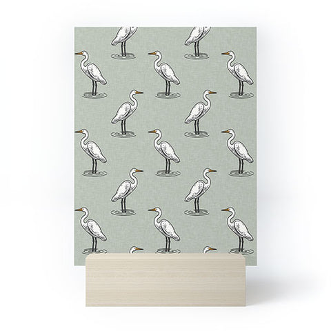 Little Arrow Design Co egrets on light sage Mini Art Print