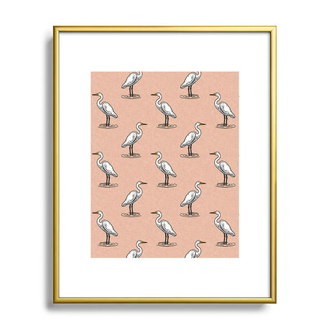 Little Arrow Design Co egrets on peach Metal Framed Art Print