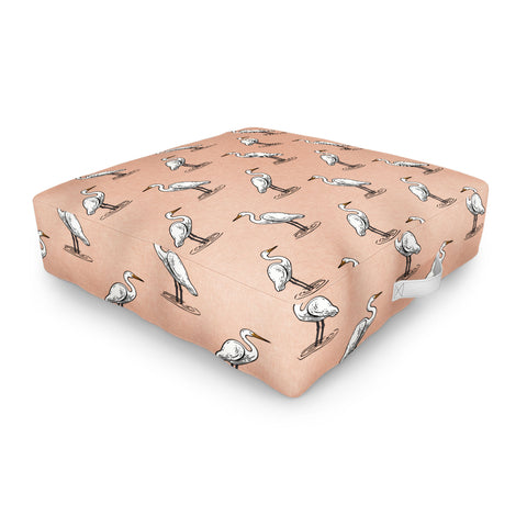 Little Arrow Design Co egrets on peach Outdoor Floor Cushion