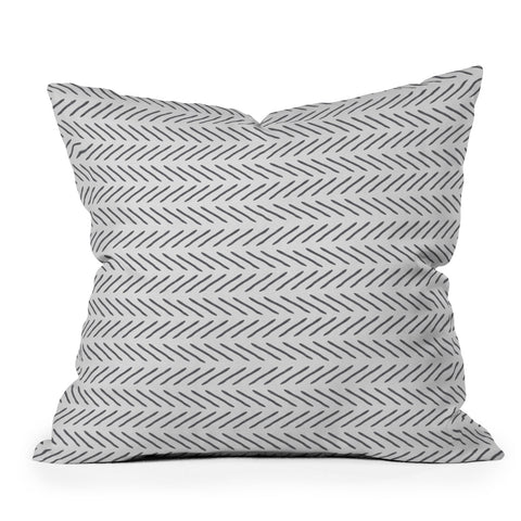 Little Arrow Design Co Farmhouse Stitch in Grey Outdoor Throw Pillow