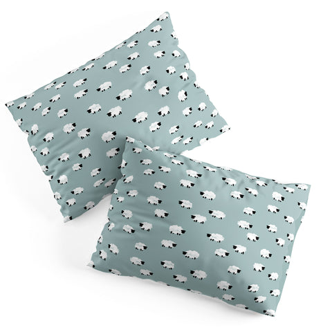 Little Arrow Design Co sheep on dusty blue Pillow Shams