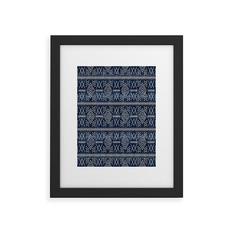 Little Arrow Design Co vintage moroccan on blue Framed Art Print havenly
