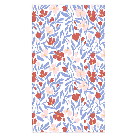 LouBruzzoni Blue and Orange vibrant bold flowers Tablecloth