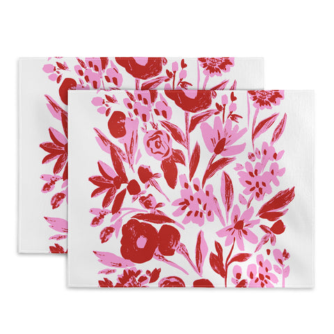 LouBruzzoni Red and pink artsy flowers Placemat