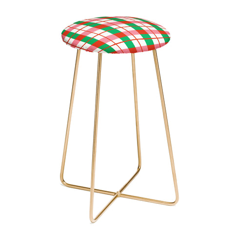 LouBruzzoni Retro Xmas checks Counter Stool