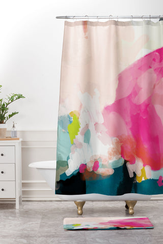 lunetricotee pink sky Shower Curtain And Mat