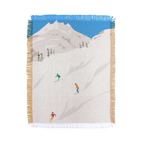 Lyman Creative Co Snowy Mountain Skiers Throw Blanket