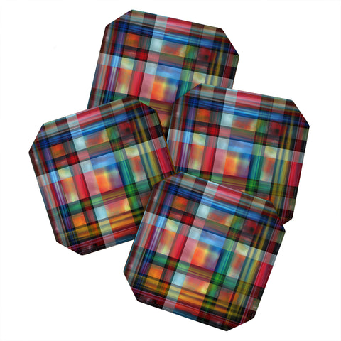 Madart Inc. Multi Abstracts Plaid Coaster Set