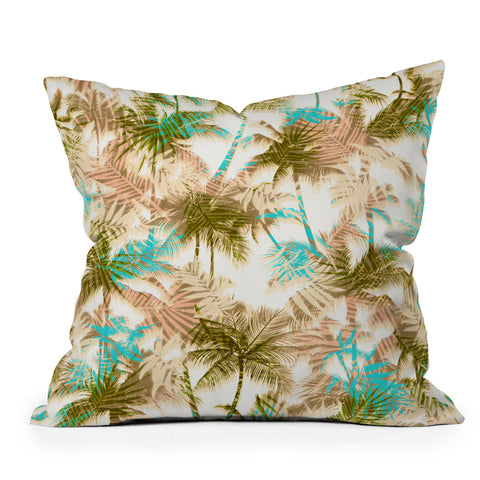 Marta Barragan Camarasa Abstract leaf and tropical palm trees Outdoor Throw Pillow