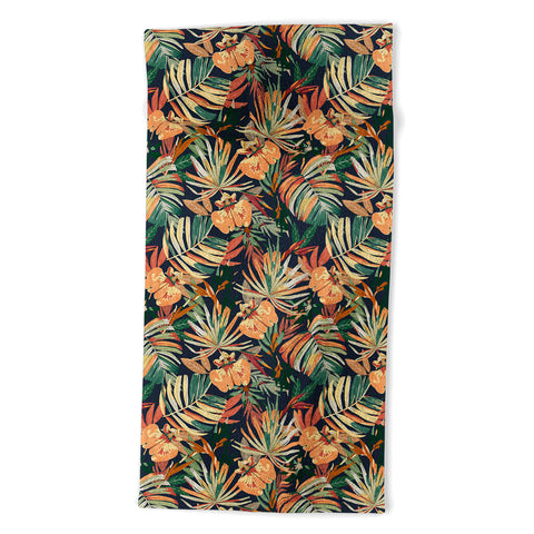 Marta Barragan Camarasa Dark tropical botanical wild A Beach Towel