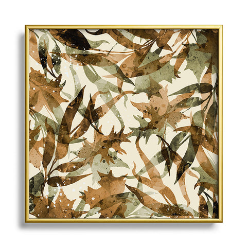 Marta Barragan Camarasa Fall Earthy Leaves Harmony Square Metal Framed Art Print