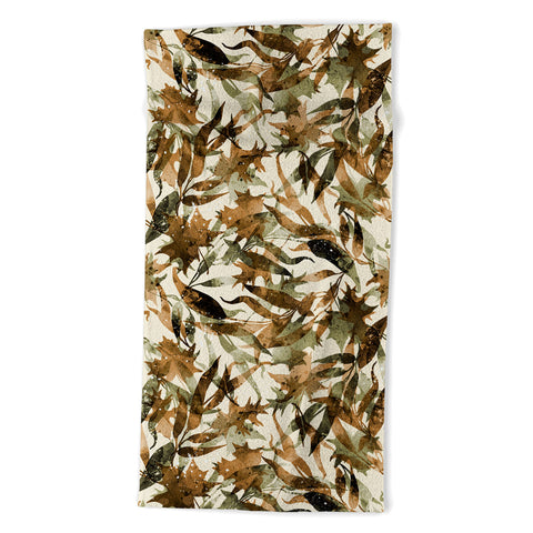 Marta Barragan Camarasa Fall Earthy Leaves Harmony Beach Towel