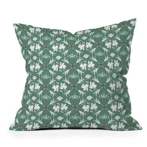 Marta Barragan Camarasa Floral Pleasure greenish A Outdoor Throw Pillow