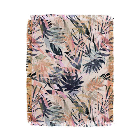 Marta Barragan Camarasa Palms leaf colorful paint PB Throw Blanket