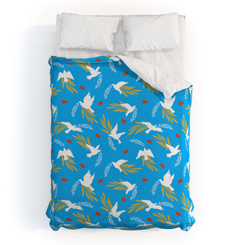 Marta Barragan Camarasa Peace doves in flight A Duvet Cover