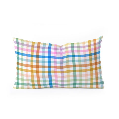 Marta Barragan Camarasa Rainbow Check Bliss Oblong Throw Pillow