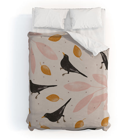 Menina Lisboa Blackbird in the Fall Duvet Cover