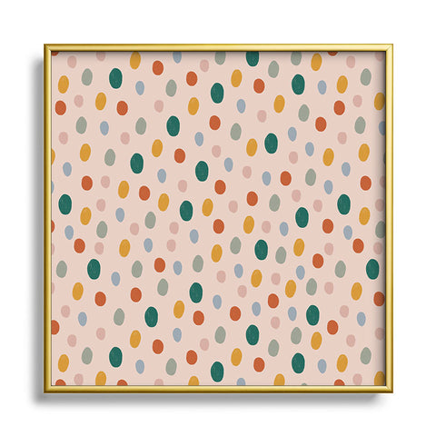 Menina Lisboa Colorful Dots Square Metal Framed Art Print