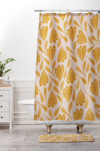 Menina Lisboa Sweet Yellow Flowers Shower Curtain And Mat