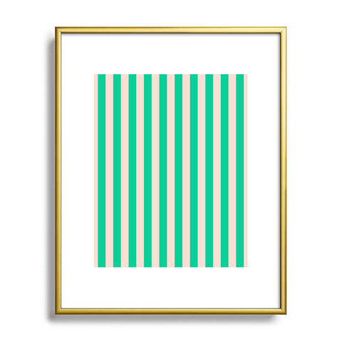 Miho minted stripe Metal Framed Art Print