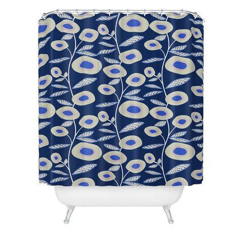 Mirimo Groovy Blooms Indigo Shower Curtain