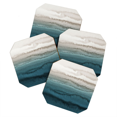 Monika Strigel WITHIN THE TIDES CRASHING WAVES TEAL Coaster Set