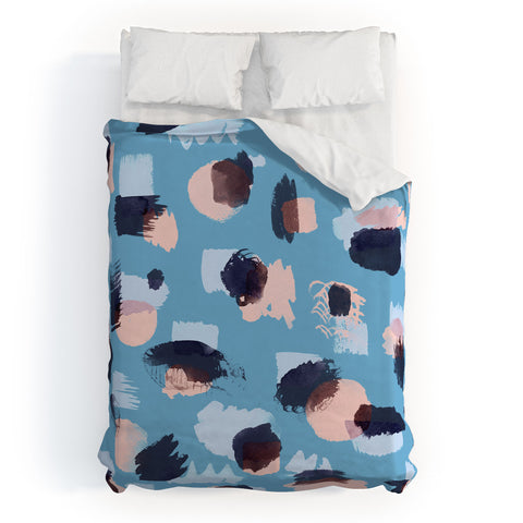 Ninola Design Abstract stains blue Duvet Cover
