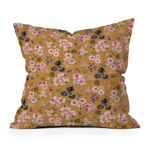 Ninola Design Artful little flowers yellow sunrise Outdoor Throw Pillow