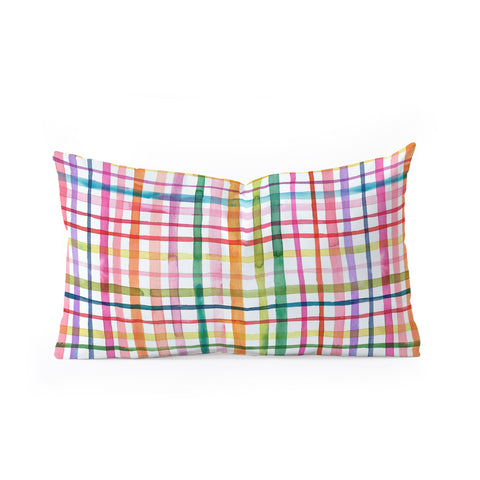 Ninola Design Color Grid Plaids Watercolor 1 Oblong Throw Pillow