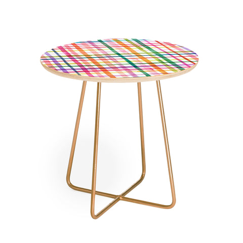 Ninola Design Color Grid Plaids Watercolor 1 Round Side Table