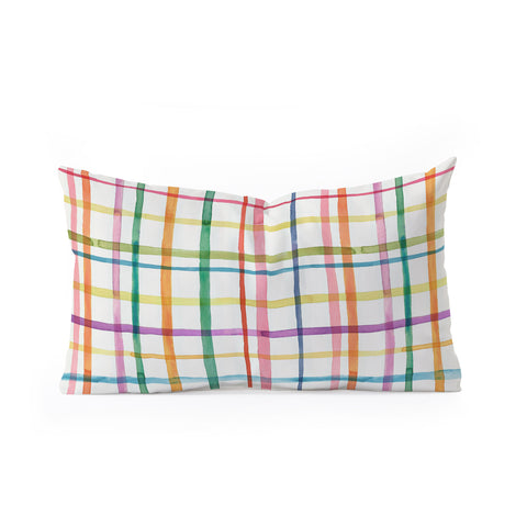 Ninola Design Color Grid Plaids Watercolor 2 Oblong Throw Pillow